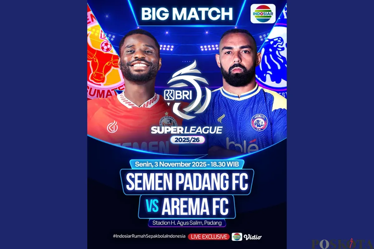 LINK LIVE STREAMING Semen Padang vs Arema FC Hari Ini Senin 3 November 2025 Pukul 19.00 WIB (Sumber: Instagram/sports.indosiar/Edited Muhammad Ibrahim)