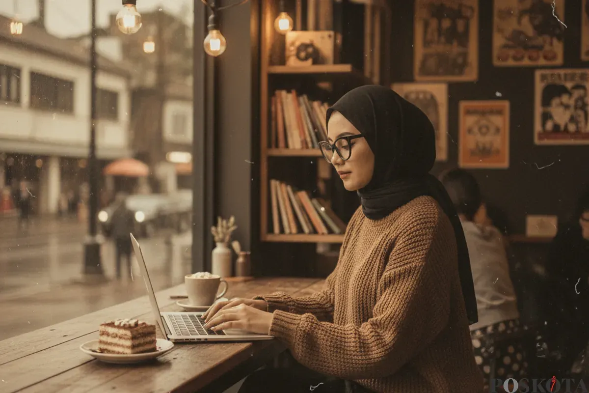 Hasil edit foto estetik wanita menggunakan prompt Gemini AI. (Sumber: Gemini AI)