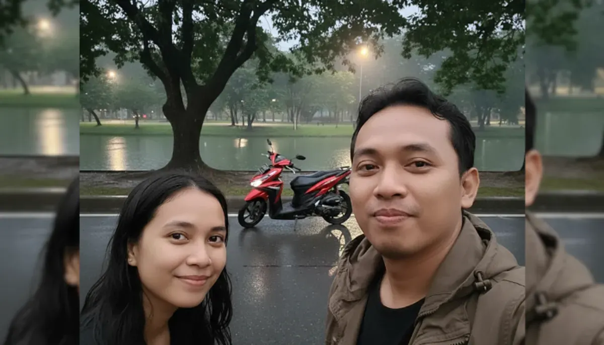 Prompt Gemini AI edit foto berdua dengan pacar, bisa hasilkan foto couple estetik dan romantis hanya dalam beberapa langkah sederhana. (Sumber: Poskota/Gemini AI Generated)