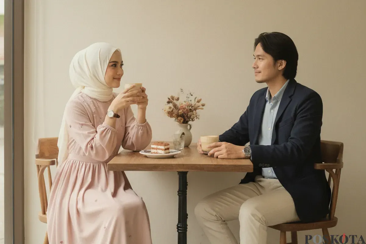 Hasil edit foto pasangan muslim pakai prompt Gemini AI. (Sumber: Gemini AI)