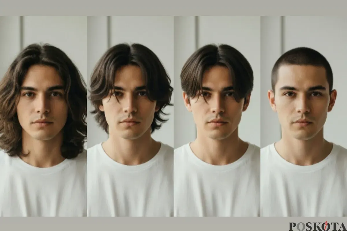 Hasil edit foto pakai prompt Gemini AI dengan konsep ubah gaya rambut pria. (Sumber: Gemini AI)