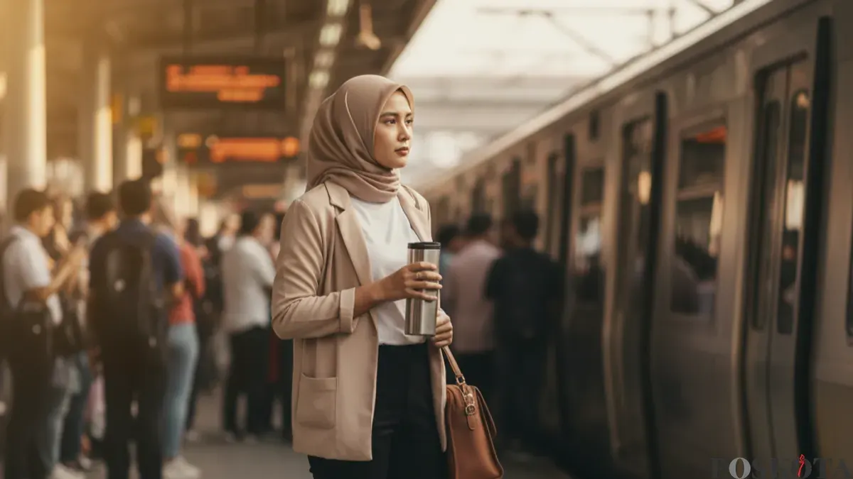 Hasil edit foto gaya urban di Stasiun KRL pakai prompt Gemini AI. (Sumber: Gemini AI)