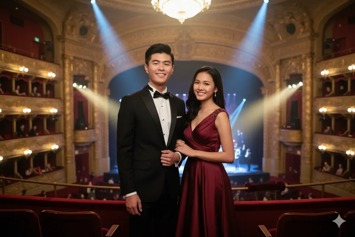 Hasil edit prompt Gemini AI pasangan nonton konser broadway di New York. (Sumber: Freepik/pressfoto)