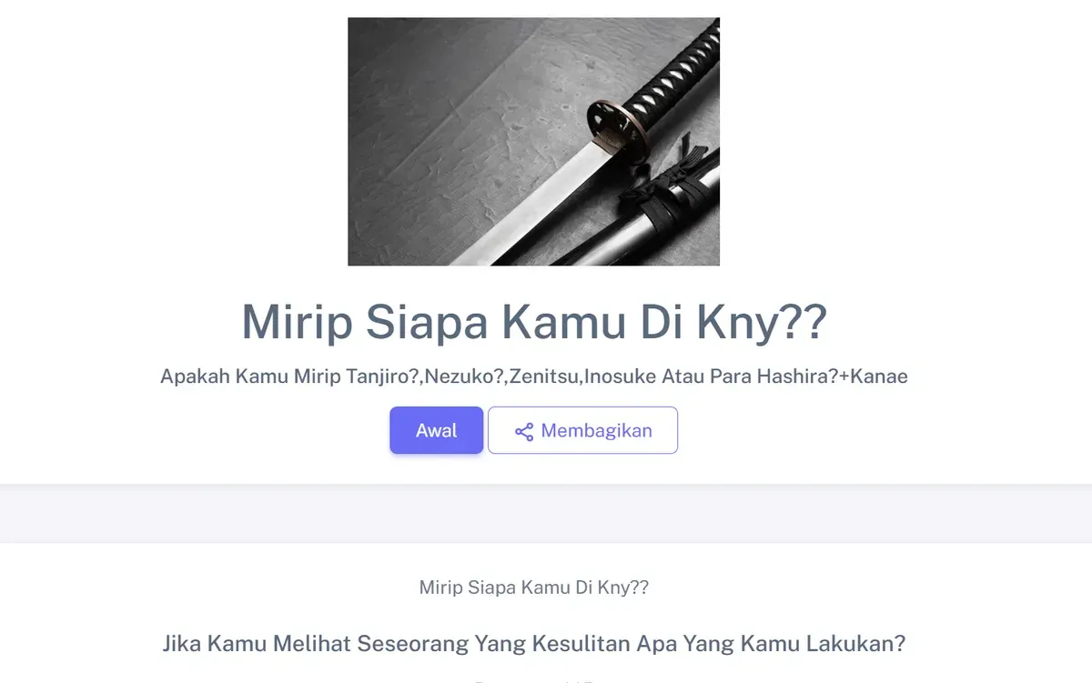 Kuis mirip siapa kamu di Kimetsu No Yaiba sedang viral di TikTok. Banyak pengguna penasaran karakter Demon Slayer yang paling mirip dengan mereka. (Sumber: socialappbuilder.com)