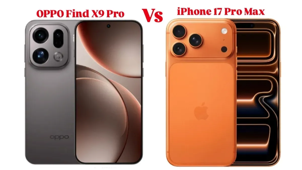 Battle OPPO Find X9 Pro vs iPhone 17 Pro Max. (Sumber: Erafone/edited Poskota)