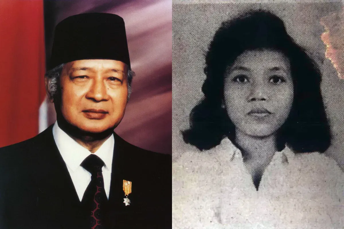 Potret Jenderal Besar TNI Soeharto (kiri) dan Marsinah (kanan). (Sumber: Wikipedia)