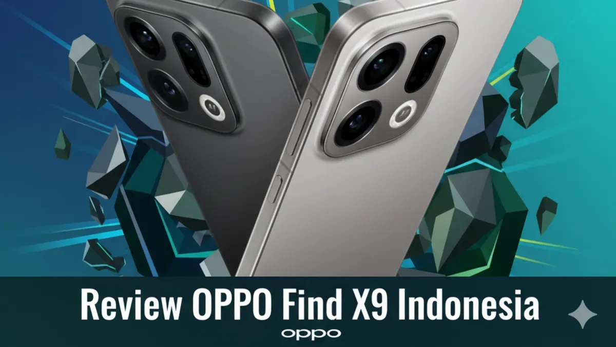 Desain premium OPPO Find X9 tampak elegan dalam varian Titanium Grey, modul kamera kotak dengan dua lingkaran besar dan satu kecil memberikan karakter tersendiri. (Sumber: Dok/Gemini AI)