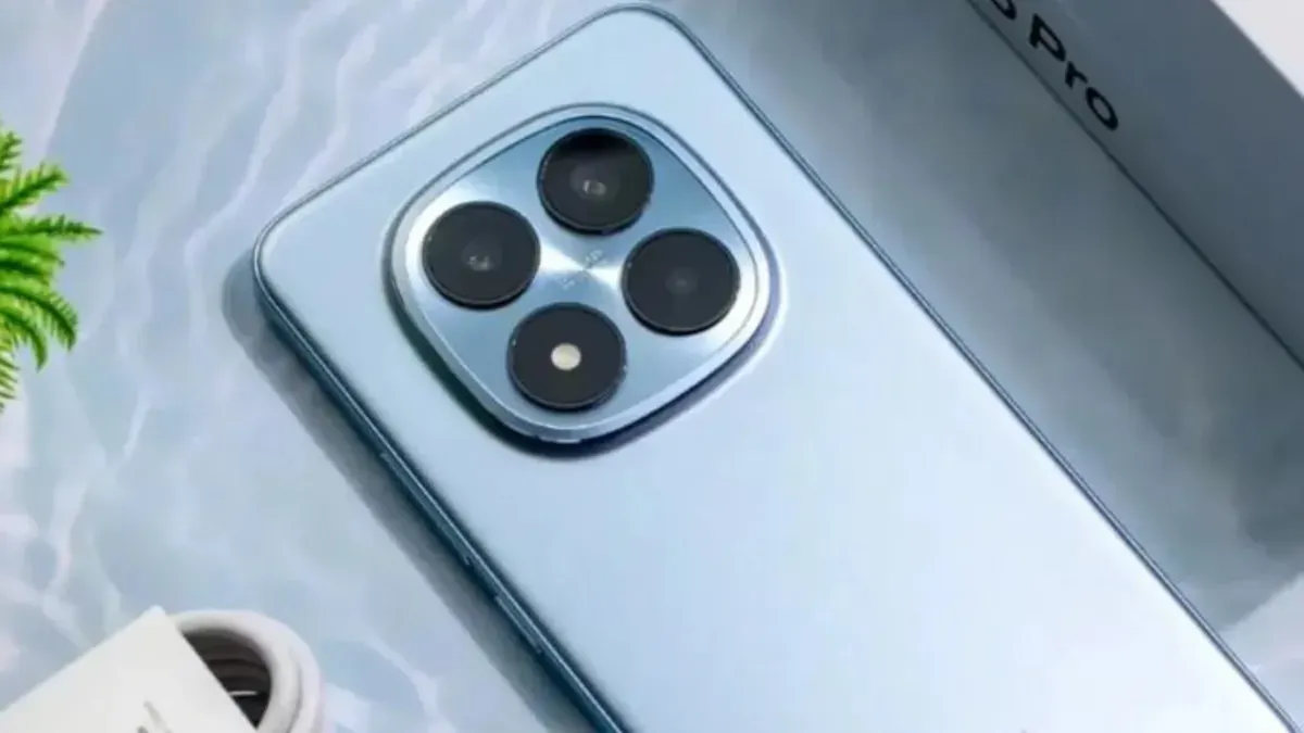 Ilustrasi konsep desain POCO X8 Pro: tampil dengan bodi metal premium, layar AMOLED 165Hz, dan modul kamera berteknologi OIS. (Sumber: Dok/Poco X8 Pro)