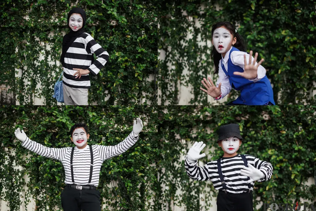 Seniman pantomim tampil menghibur warga pada Hari Bebas Kendaraan Bermotor (HBKB) di kawasan Bundaran HI, Jakarta, Minggu, 16 November 2025. (Sumber: Poskota/Bilal Nugraha Ginanjar)