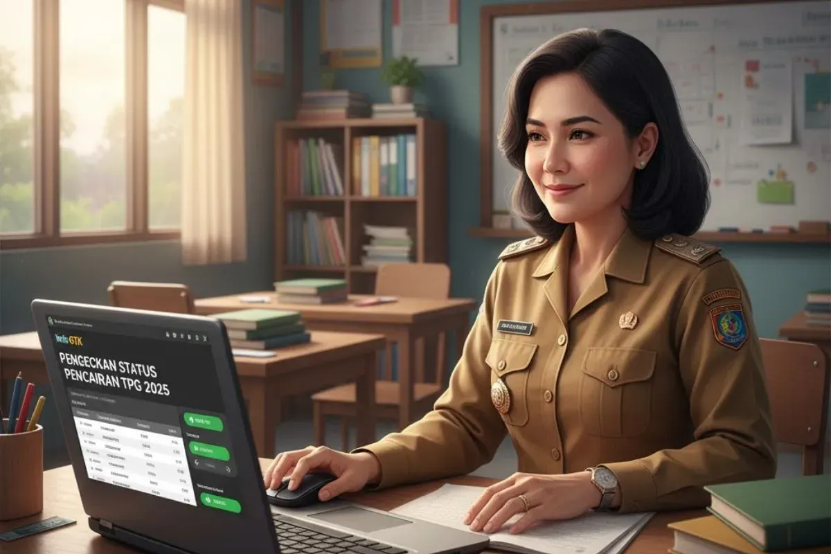 Ilustrasi pengecekan status pencairan TPG 2025. (Sumber: Gemini AI)