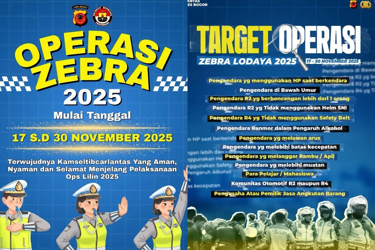 Ilustrasi target dalam Operasi Zebra 2025 yang digelar mulai dari 17 November hingga 30 November 2025. (Sumber: Instagram/@humaspoldajabar)