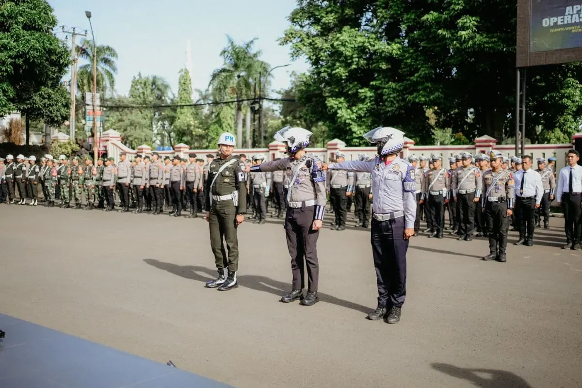 Apel pasukan Operasi Zebra Lodaya 2025 di Mapolres Bogor, Tengah, Cibinong, Kabupaten Bogor. (Sumber: Dok. Polres Bogor)