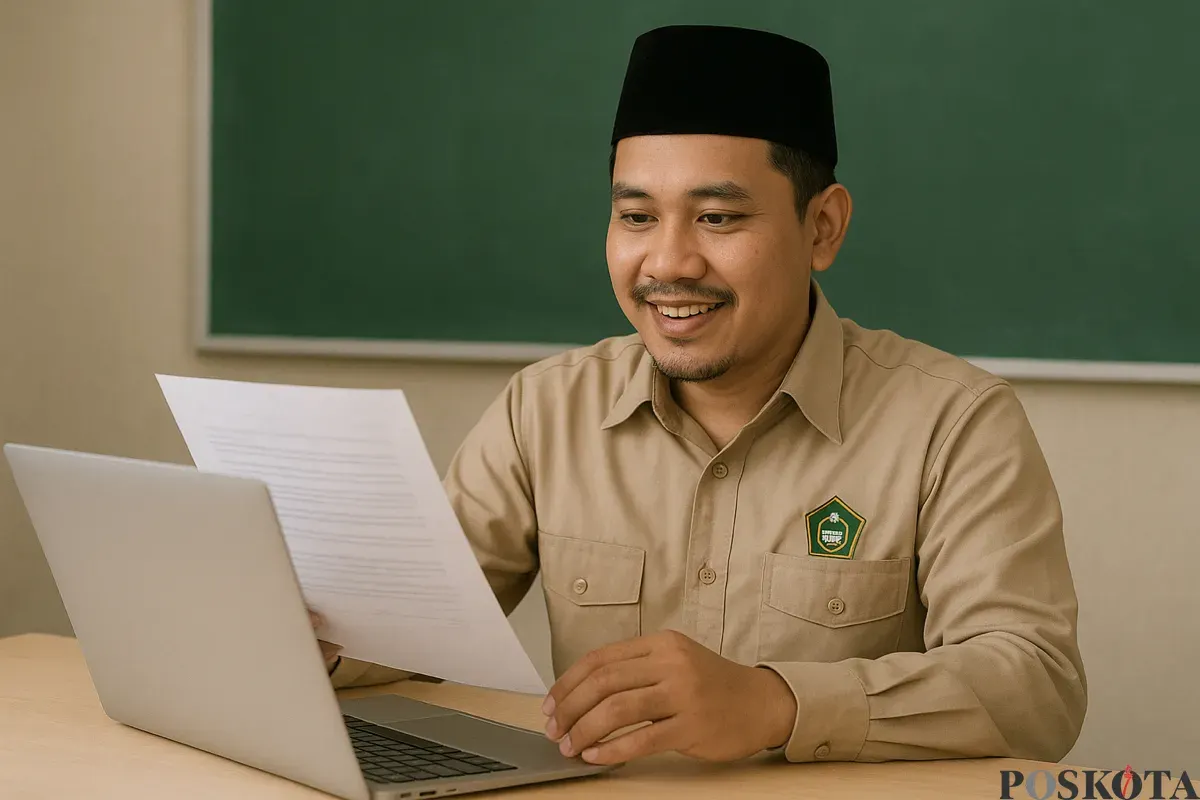 Ilustrasi dokumen administrasi bagi guru madrasah peserta PPG Daljab Kemenag. (Sumber: Poskota/ChatGPT)