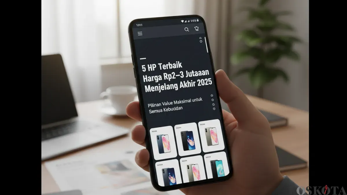 Deretan smartphone terbaik harga Rp2–3 jutaan menjelang akhir tahun 2025, lengkap dengan fitur unggulan seperti 5G, AMOLED, dan NFC. (Sumber: Poskota/Yusuf Sidiq)