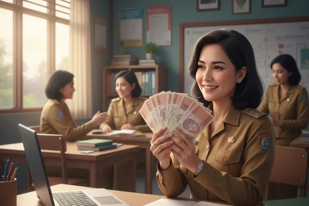 Ilustrasi pencairan tunjangan sertifikasi guru. (Sumber: Gemini AI)