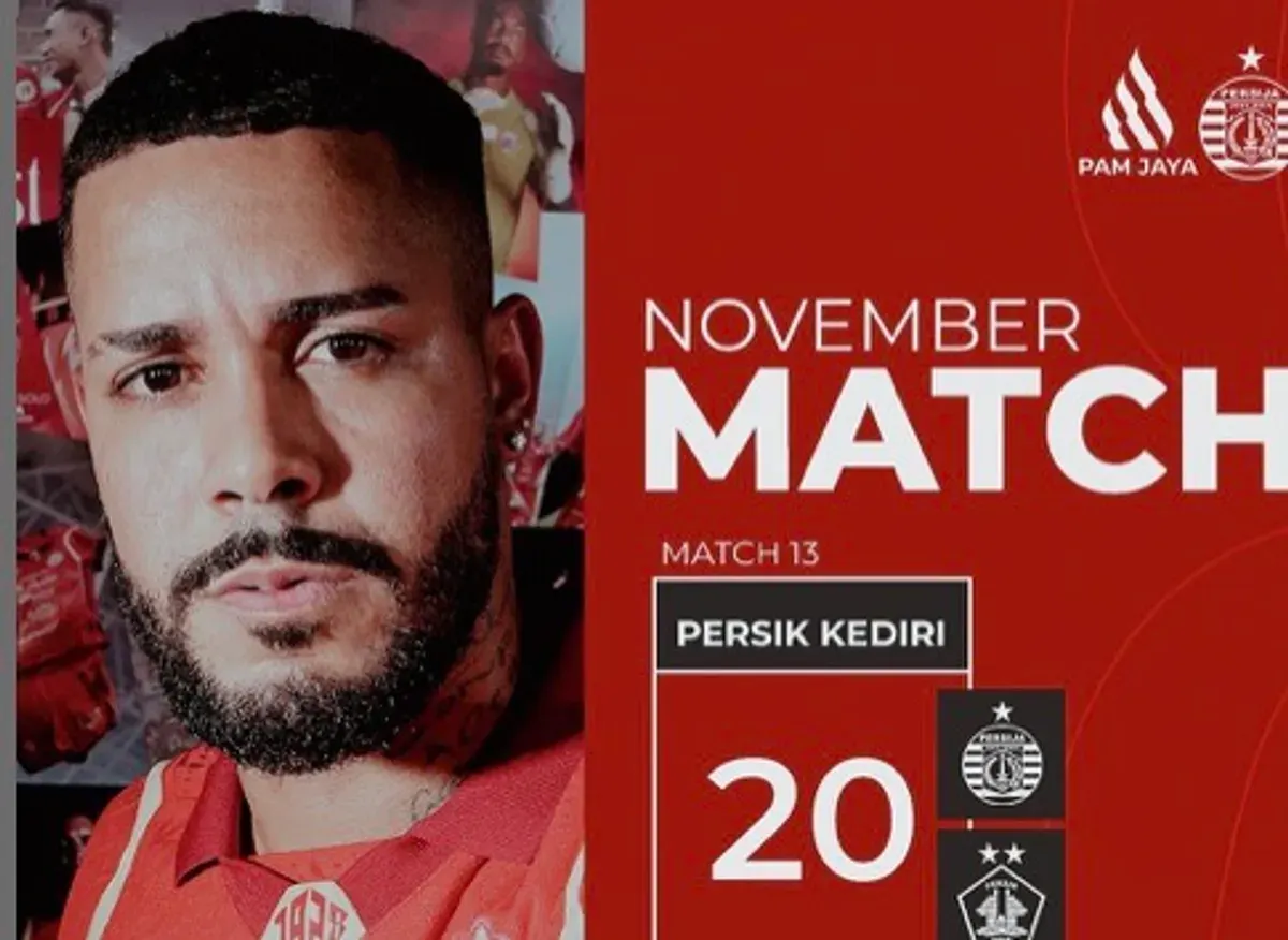 Jadwal pertandingan Persija Jakarta vs Persik Kediri di pekan 13 BRI Super League 2025/2026 (Sumber: Instagram @persija)