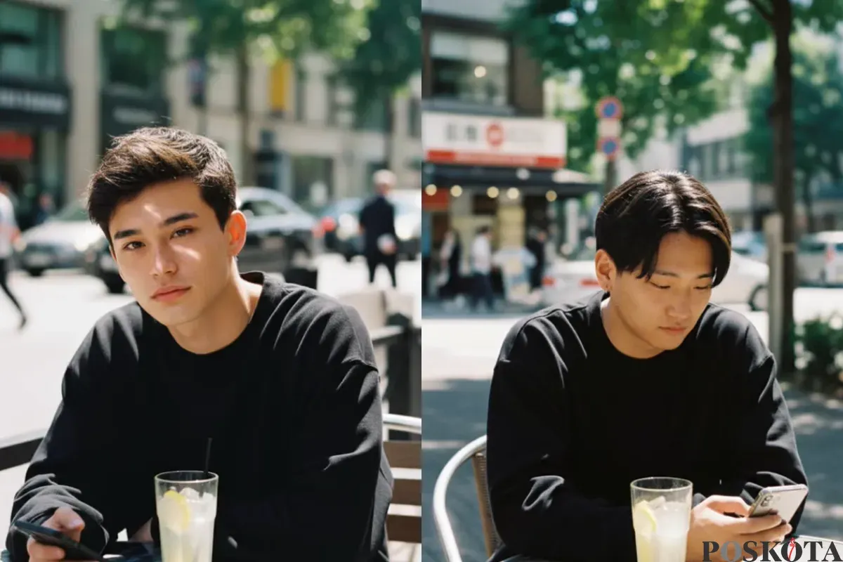 Edit Foto Ngopi dengan View Perkotaan di Gemini AI (Sumber: TikTok/@nokoriai)