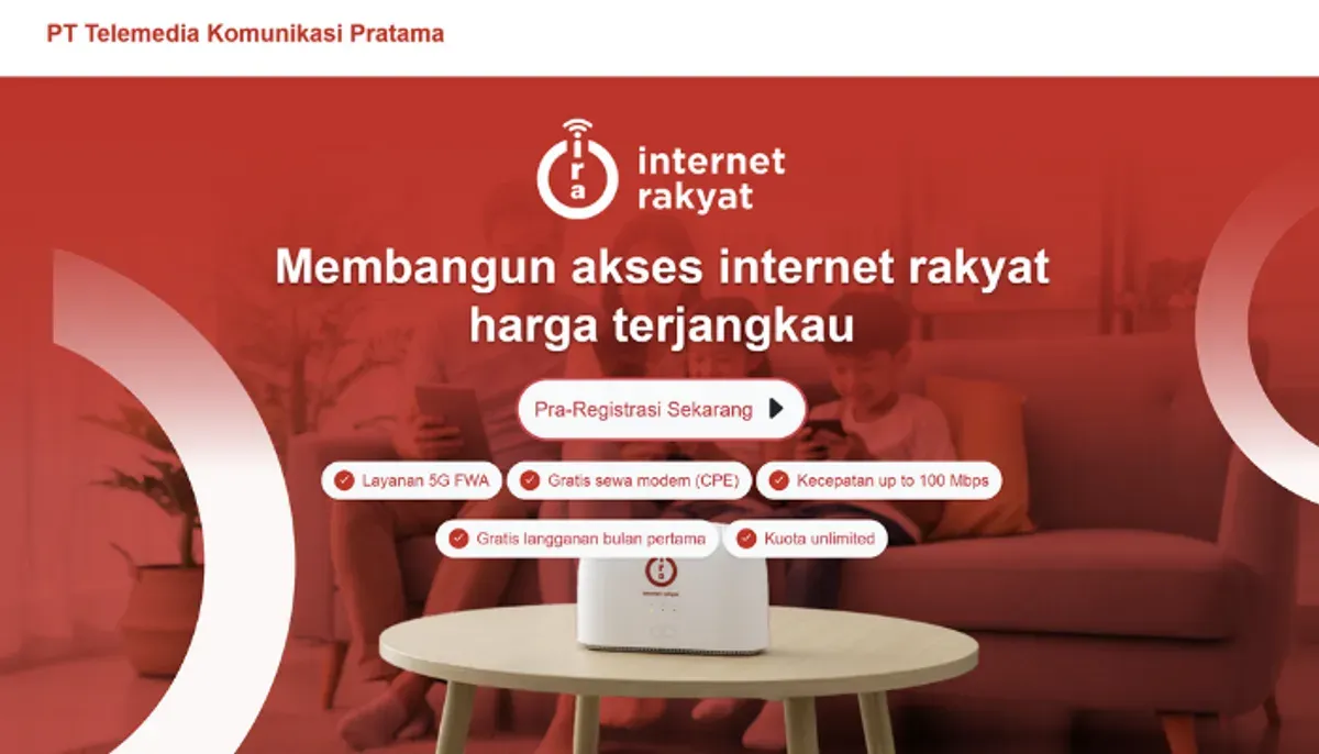 Paket Internet Rakyat Rp100.000. Cara daftar online via website resmi dan offline melalui gerai mitra. Cek syarat dan ketentuannya sekarang! (Sumber: internetrakyat.id)