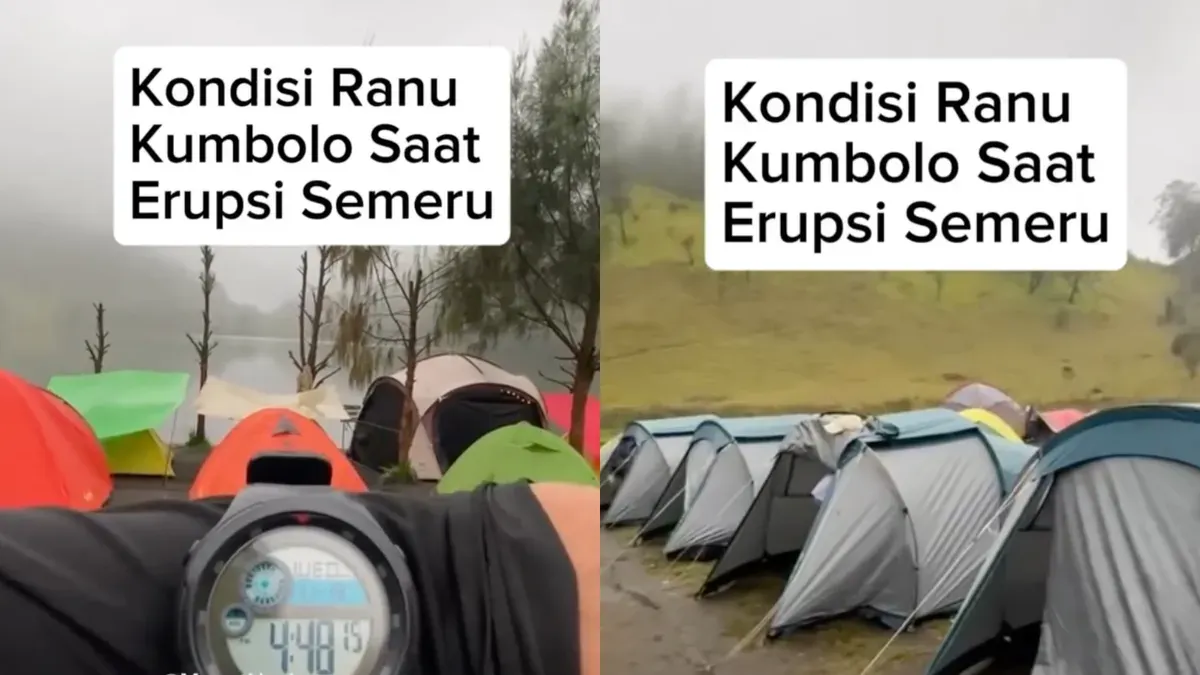 Ilustrasi pendaki yang tertahan di area Ranu Kumbolo Gunung Semeru. (Sumber: Instagram/@mountnesia)