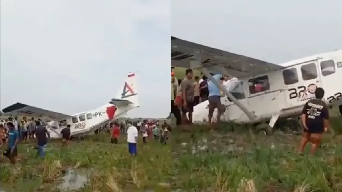 Potret pesawat jatuh di Karawang. (Sumber: X/@merapi_uncover)