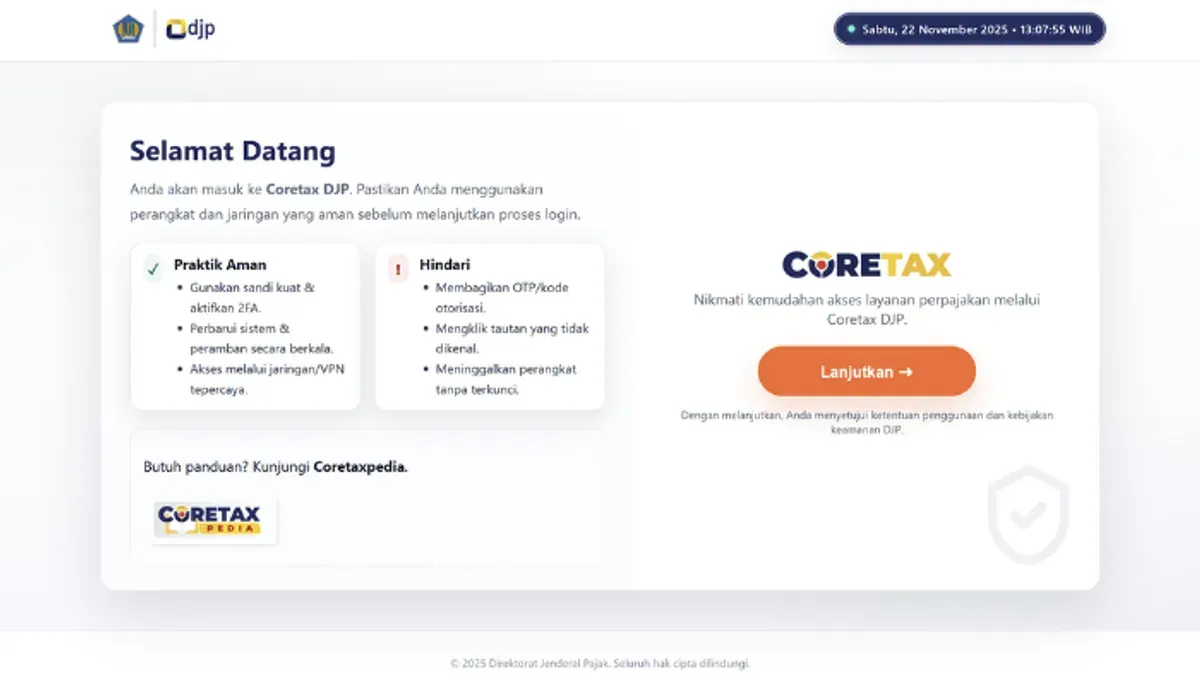 Coretax gantikan DJP Online mulai 2026. Segera aktivasi akun baru Anda! Panduan terlengkap untuk ASN, termasuk tutorial membuat Sertifikat Elektronik untuk tanda tangan SPT digital. (Sumber: coretaxdjp.pajak.go.id)