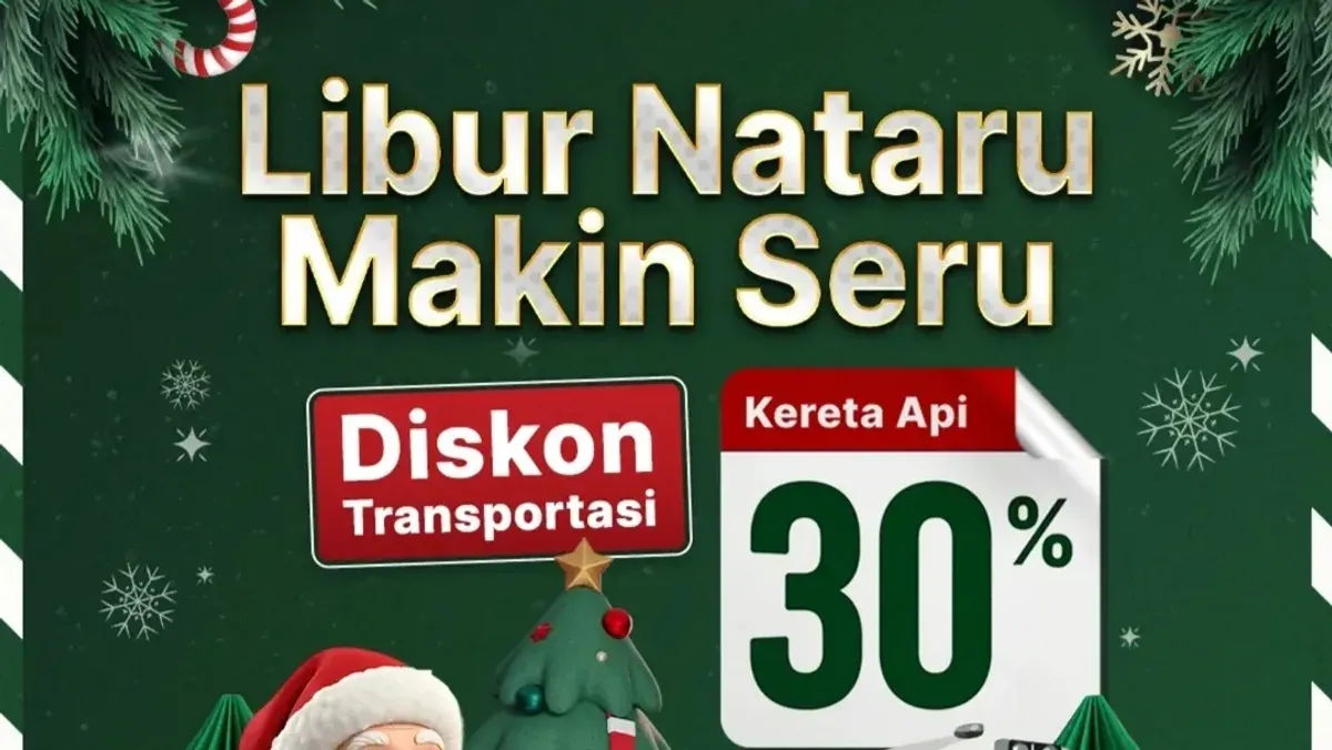 Promo diskon tiket kereta api 30 persen selama periode Nataru 2025. (Sumber: Instagram/@kai121_)