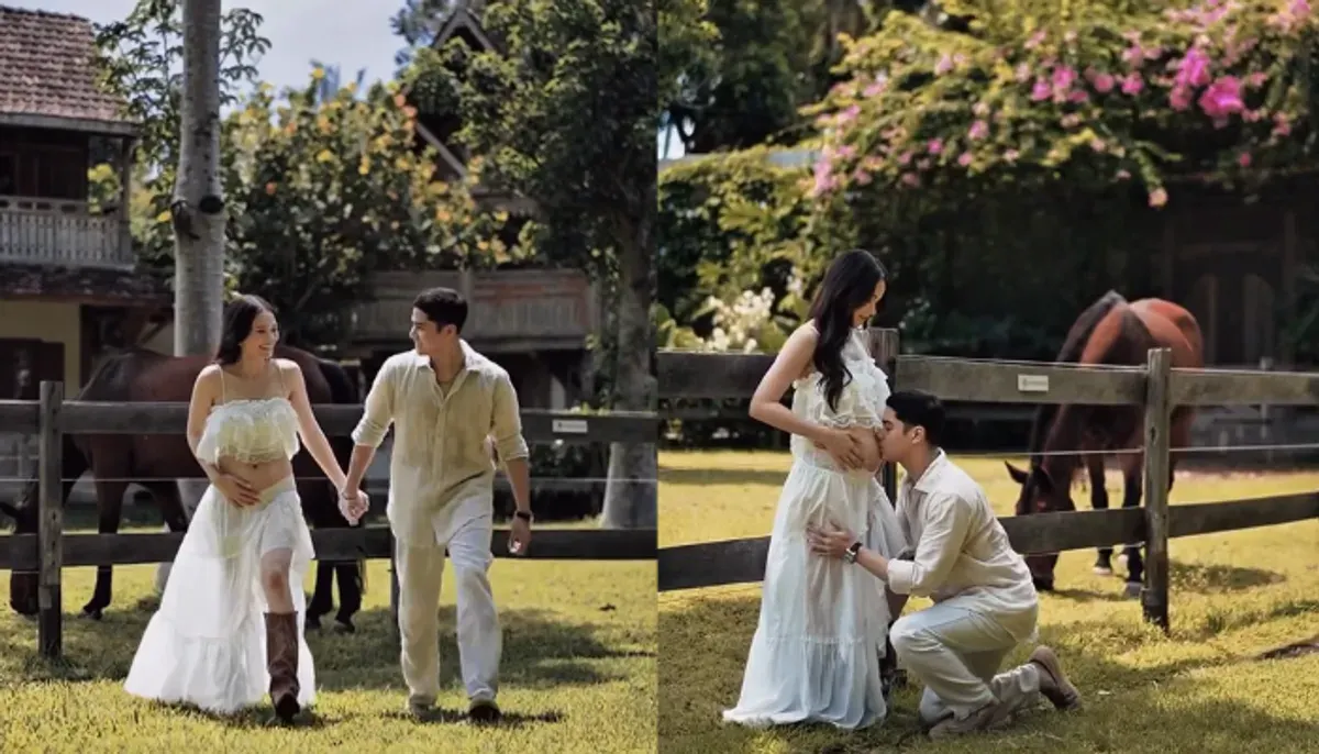 Kabar bahagia kehamilan anak pertama. Al Ghazali bagikan video pamer baby bump Alyssa Daguise dengan latar peternakan kuda. (Sumber: Instagram/@alghazali7, @alyssadaguise)