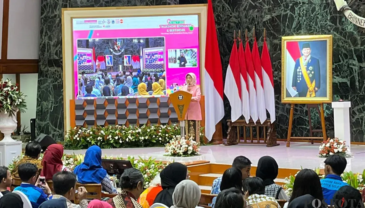 Ketua Komnas Perempuan, Maria Ulfah Anshor di Balai Kota DKI Jakarta, Sabtu, 22 November 2025. (Sumber: POSKOTA | Foto: Pandi Ramedhan)