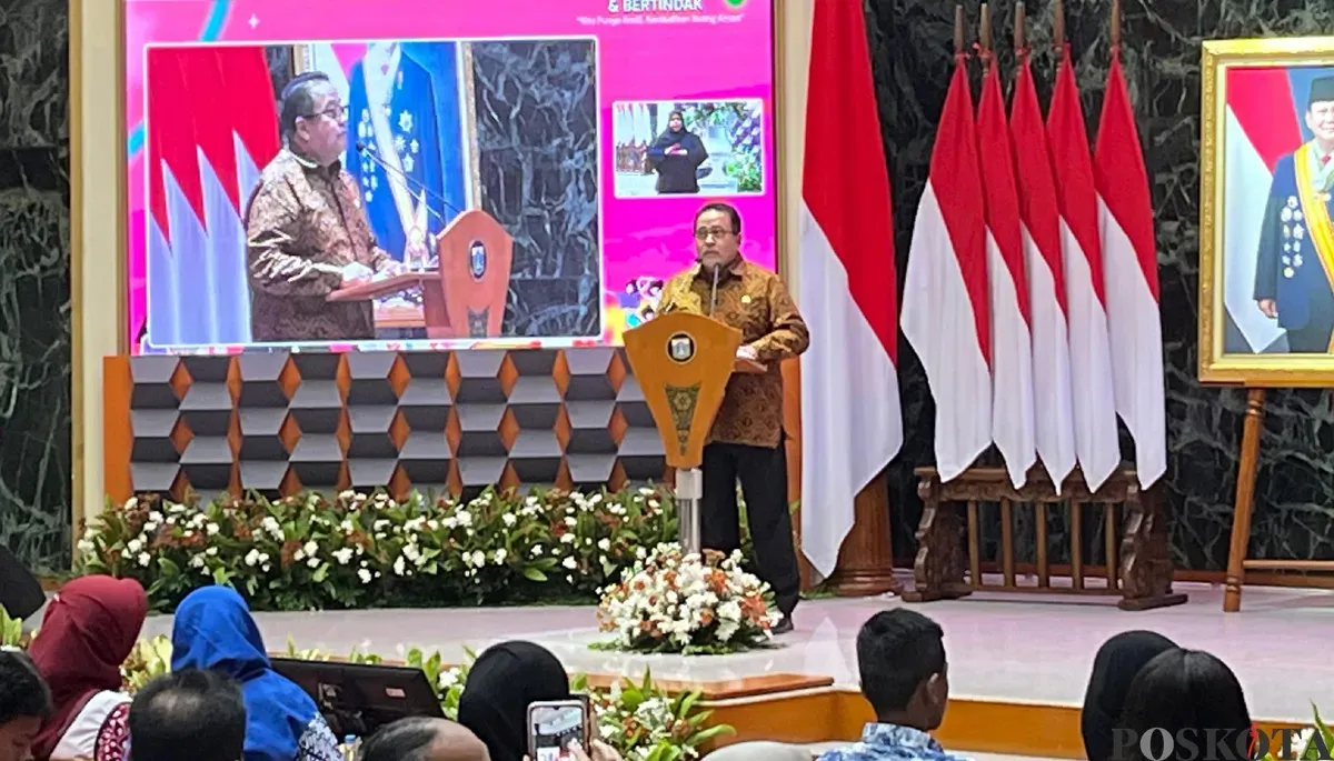 Wakil Gubernur Jakarta, Rano Karno saat menghadiri kampanye Hari Anti Kekerasan terhadap Perempuan dan Anak 2025 di Balai Kota Jakarta, pada Sabtu, 22 Oktober 2025. (Sumber: POSKOTA | Foto: M Tegar Jihad)