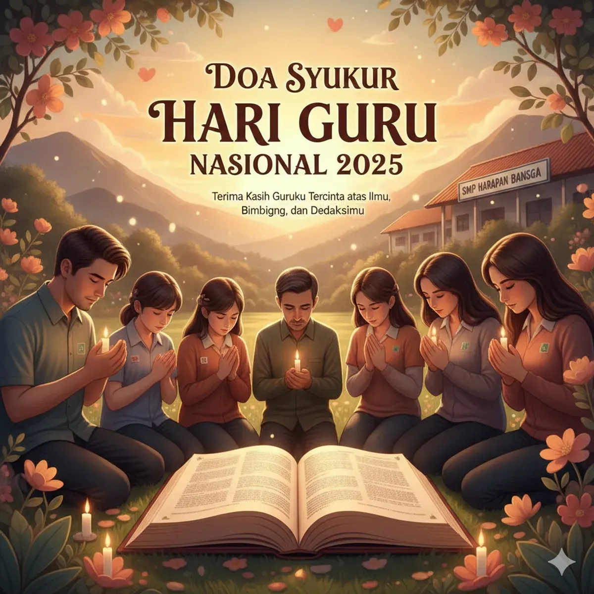 Contoh doa ucapan saat upacara peringatan Hari Guru Nasional 2025 (Sumber: Google Gemini AI)