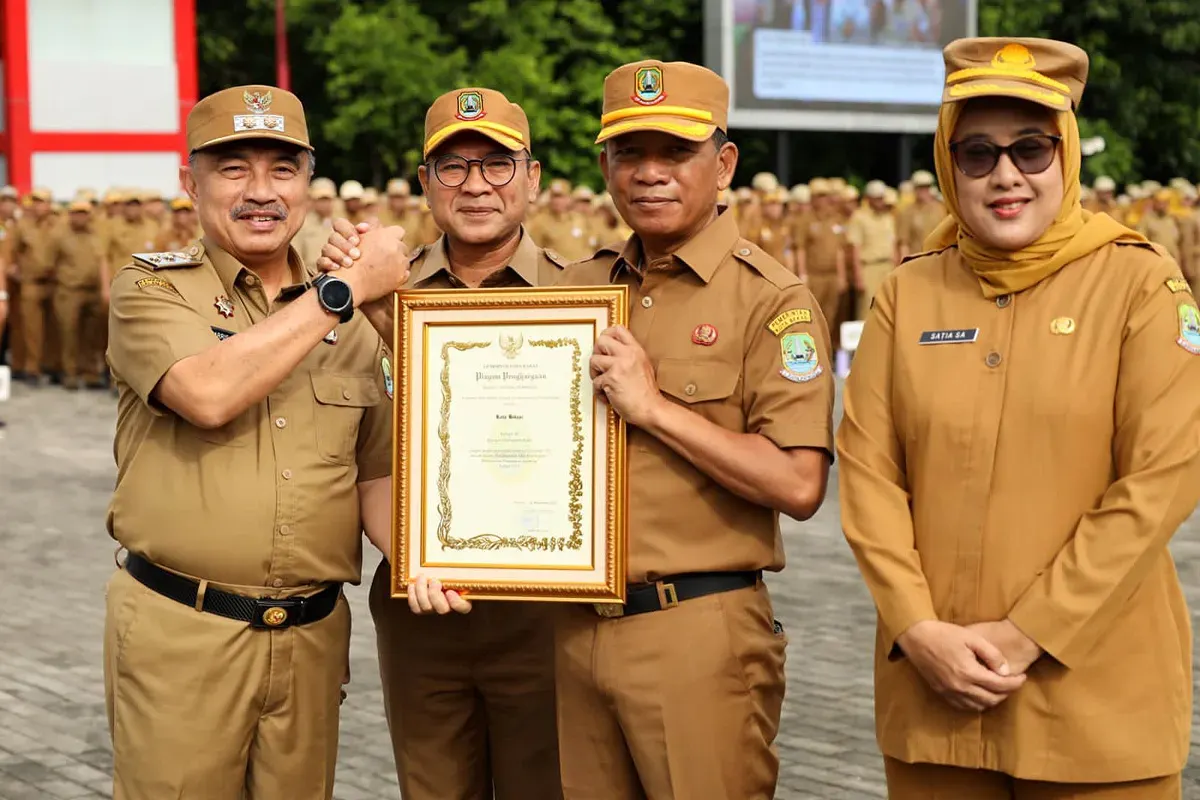 Pemkot Bekasi meraih juara tiga tingkat nasional dalam pelaksanaan aksi konvergensi percepatan penurunan stunting. (Sumber: Dok Humas Pemkot Bekasi)