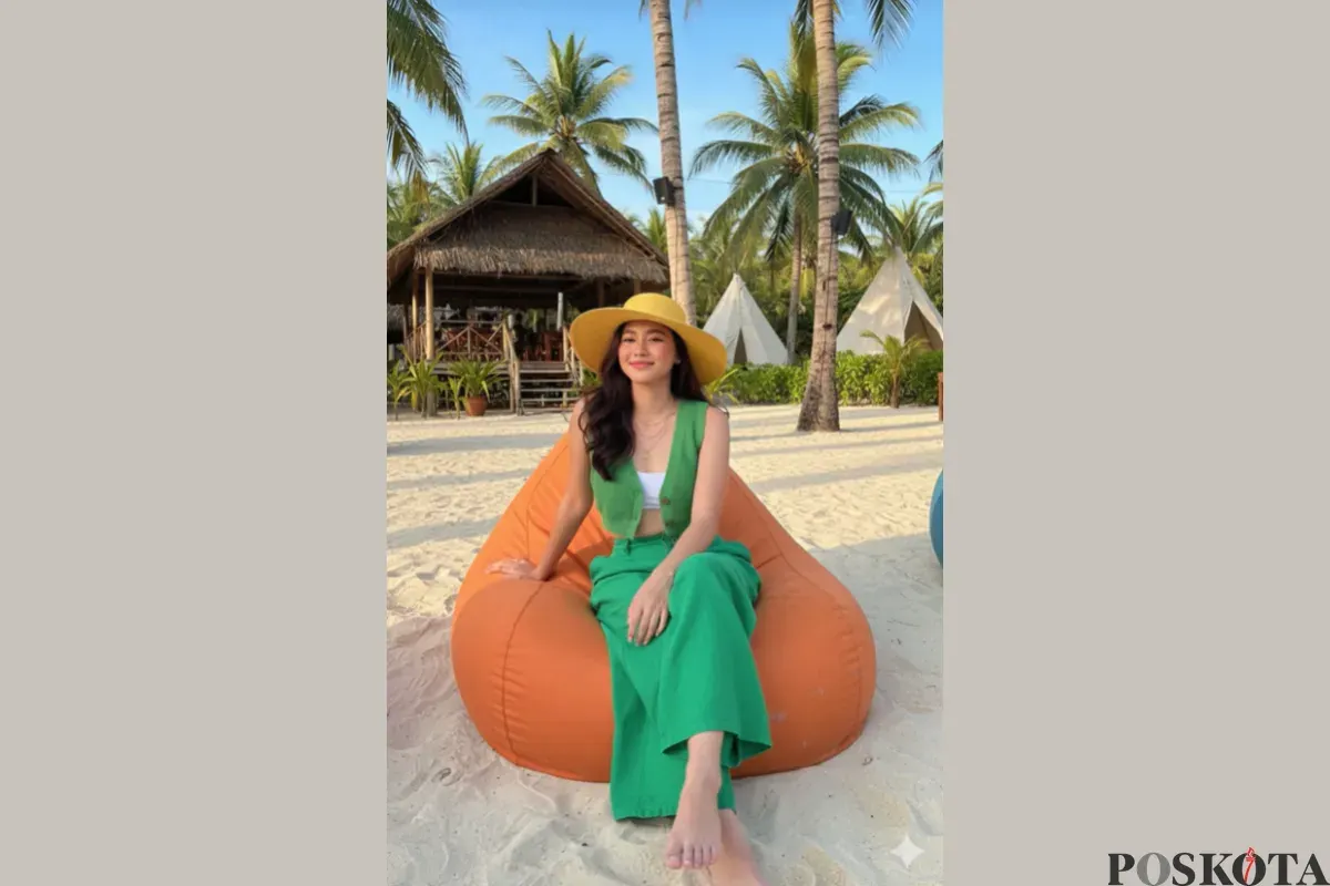 Hasil foto di pantai pakai Gemini AI (Sumber: TikTok/unloadingchoes)