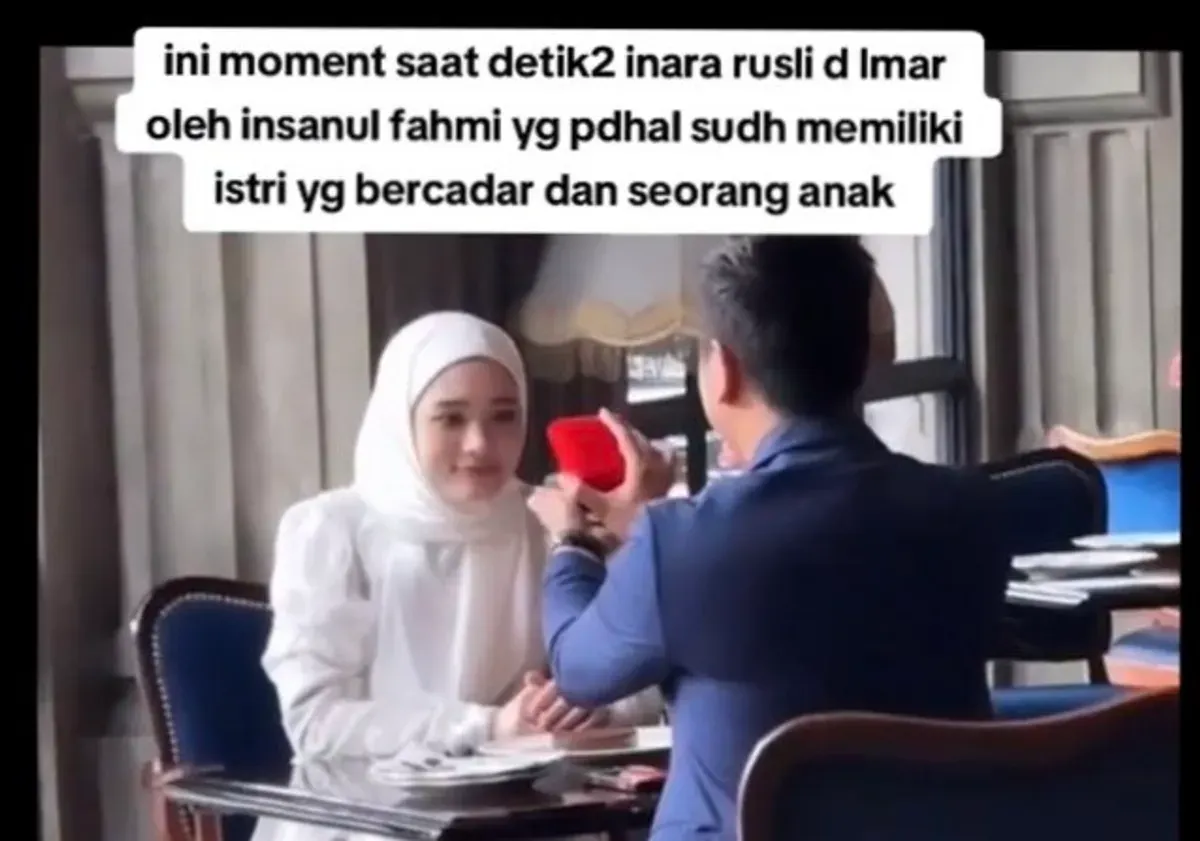 Video Inara Rusli sedang dilamar oleh seorang pria yang diduga Insanul Fahmi viral di media sosial (Sumber: X/@areacakung)