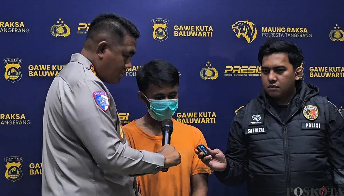 AR, pelaku pembunuhan pria dalam plastik di Cikupa Tangerang. (Sumber: POSKOTA | Foto: Veronica Prasetio)