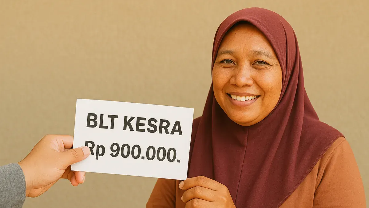 Ilustrasi penerima bantuan sosial (bansos) BLT Kesra Rp900.000. (Sumber: ChatGPT)