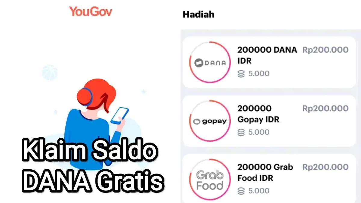 Cara main aplikasi YouGov untuk klaim saldo DANA gratis. (Sumber: Kolase/Play Store)