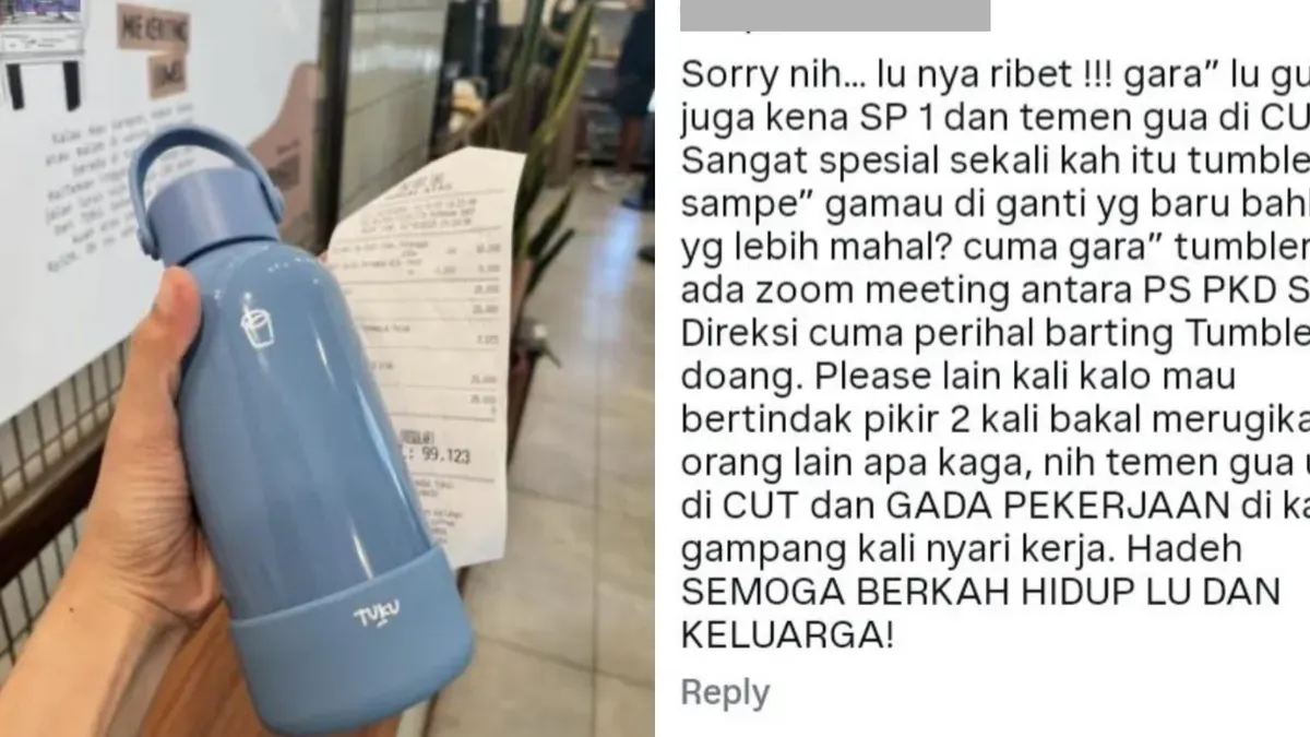 Ilustrasi peristiwa viral terkait tumbler yang hilang di commuter line. (Sumber: X)