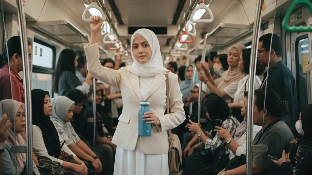 Hasil edit foto parodi tumbler Tuku yang viral pakai prompt Gemini AI. (Sumber: Gemini AI)