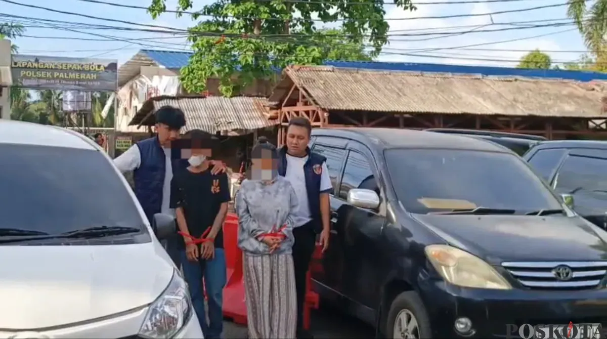 Sejoli pembuang bayi hasil hubungan gelap di Palmerah, Jakarta Barat, ditangkap. (Sumber: POSKOTA | Foto: Pandi Ramedhan)
