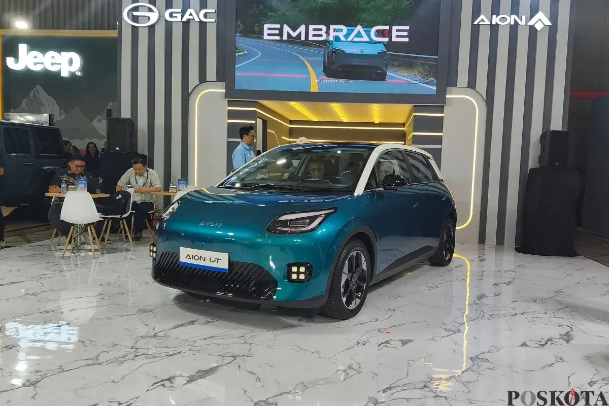 GAC Indonesia resmi meluncurkan mobil listrik AION UT di GIIAS Bandung 2025, Dungus Cariang, Andir, Kota Bandung. (Sumber: Poskota/Erwan Hartawan)