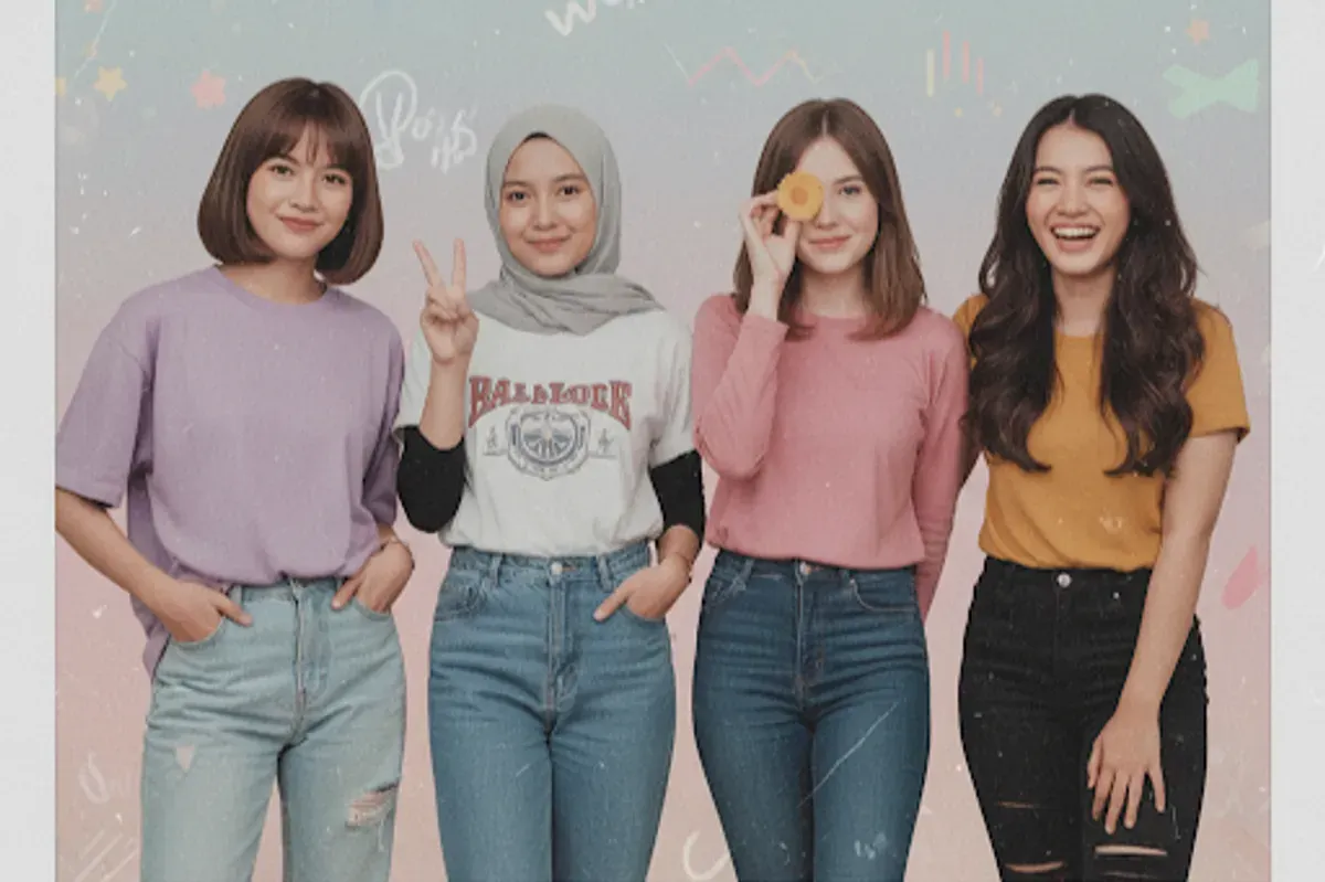 Hasil edit foto pakai prompt Gemini AI untuk foto mirip photobox bareng sahabat. (Sumber: Gemini AI)