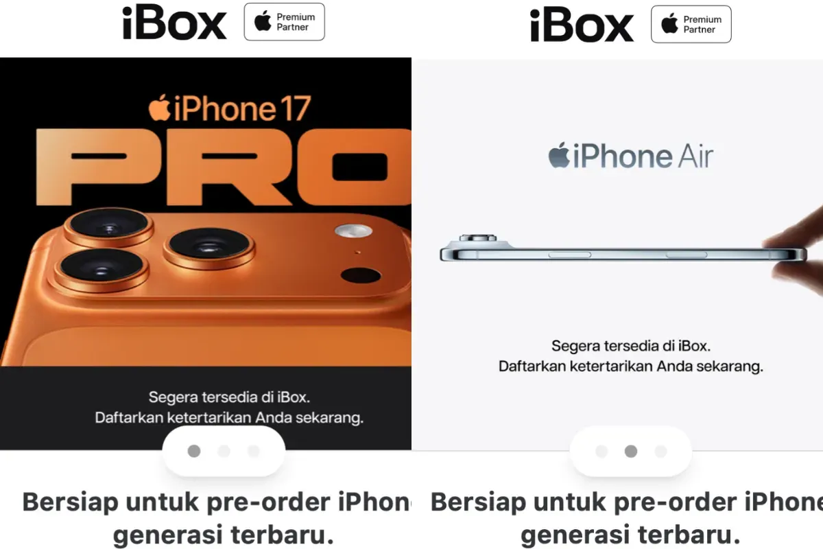 Ilustrasi informasi pre-order iPhone 17 dan iPhone Air di Indonesia. (Sumber: iBox)