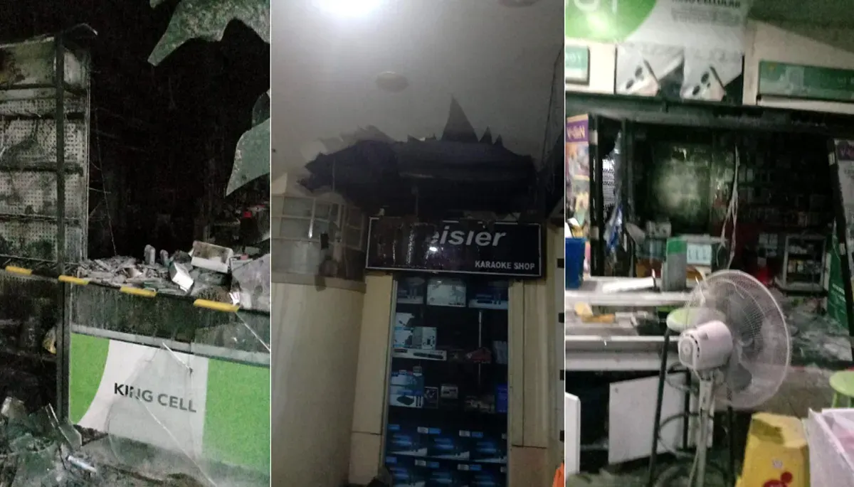 Kondisi konter HP di Glodok Plaza, Kelurahan Glodok, Kecamatan Tamansari, Jakarta Barat, yang terbakar pada Sabtu malam, 4 Oktober 2025. (Sumber: Istimewa)