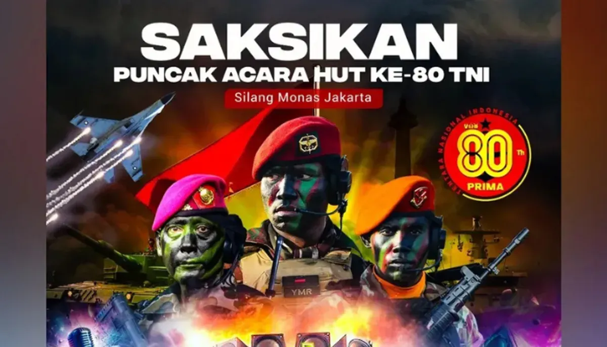 Saksikan kemegahan HUT ke-80 TNI di Monas! Tonton simulasi tempur darat, laut, udara, dan atraksi spektakuler 156 pesawat TNI AU. (Sumber: Instagram@puspentni)