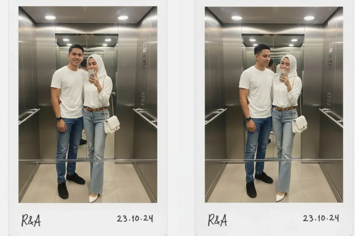 Hasil edit foto polaroid sama pacar pakai prompt Gemini AI. (Sumber: Gemini AI)