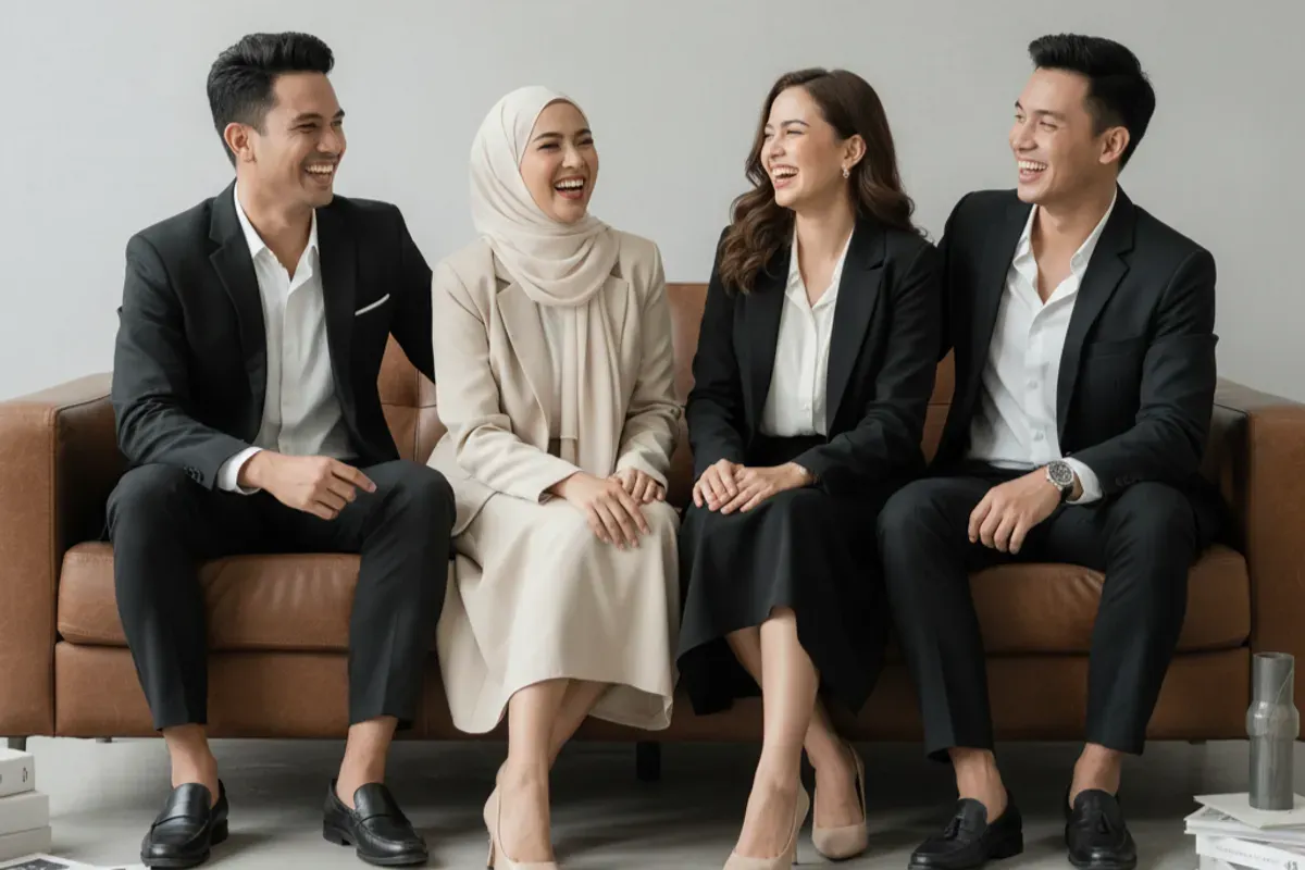 Hasil edit foto studio bersama sahabat pakai prompt Gemini AI. (Sumber: Gemini AI)