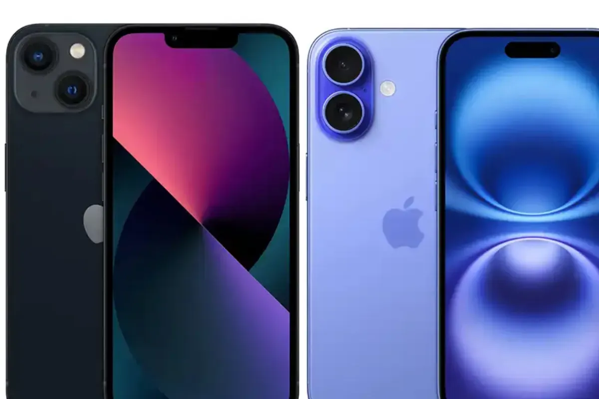 Ilustrasi ponsel iPhone 13 dan iPhone 16. (Sumber: Apple)