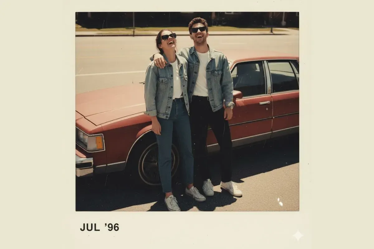Prompt Gemini AI pasangan polaroid bergaya retro. (Sumber: Istimewa)
