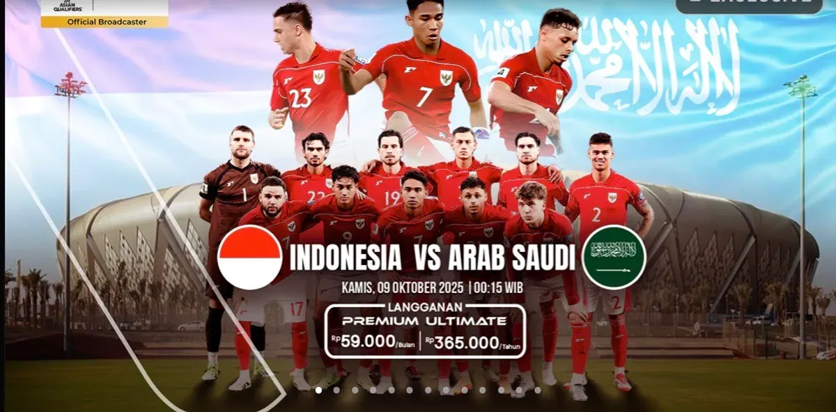 Jadwal Timnas Indonesia vs Arab Saudi di Kualifikasi Piala Dunia 2026 zona Asia (Sumber: Vision+)
