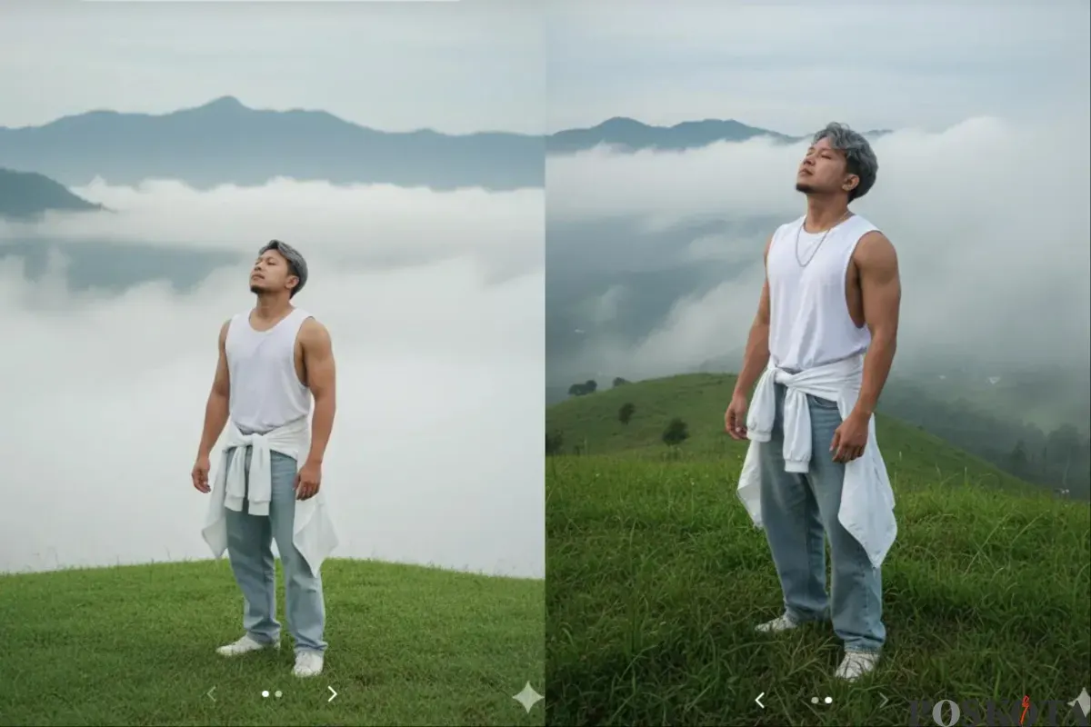 Edit Foto di Ketinggian Bukit Pakai Gemini AI (Sumber: TikTok/hansarif99)